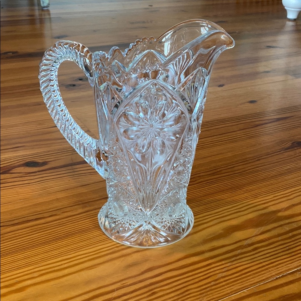 Elegant Clear Glass Floral Pitcher